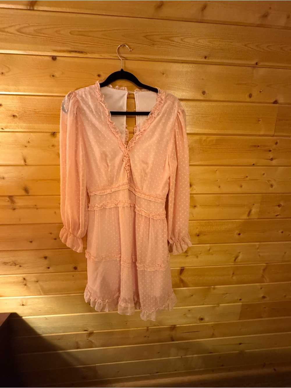 Women's Pink Ruffle V-Neck Dress